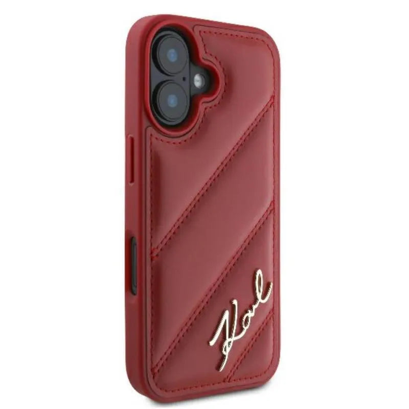 Karl Lagerfeld Quilted Signature - dėklas, skirtas iPhone 16 (raudonas)
