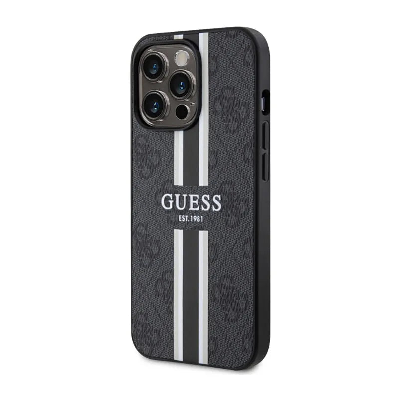 Guess 4G Printed Stripes MagSafe – Dėklas skirtas iPhone 13 Pro (juodas)