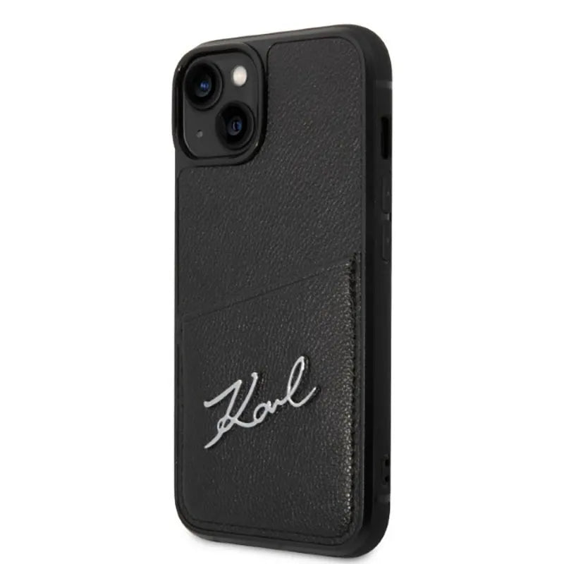 Karl Lagerfeld Signature Logo Cardslot – dėklas iPhone 14 Plus telefonui (juodas)