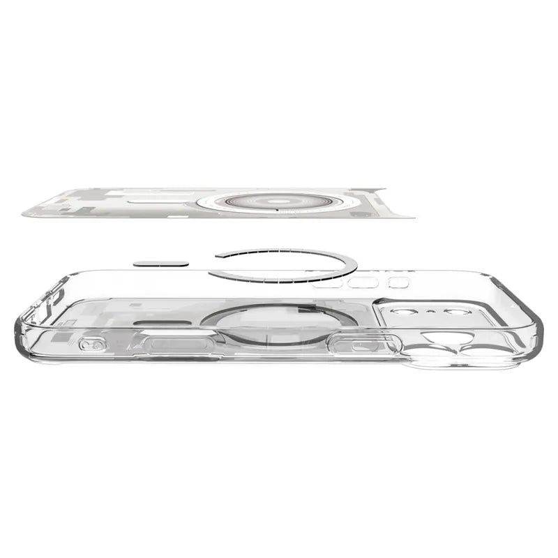 Spigen Ultra Hybrid Mag MagSafe – dėklas, skirtas iPhone 18 Pro / 17 Pro (Zero One White)