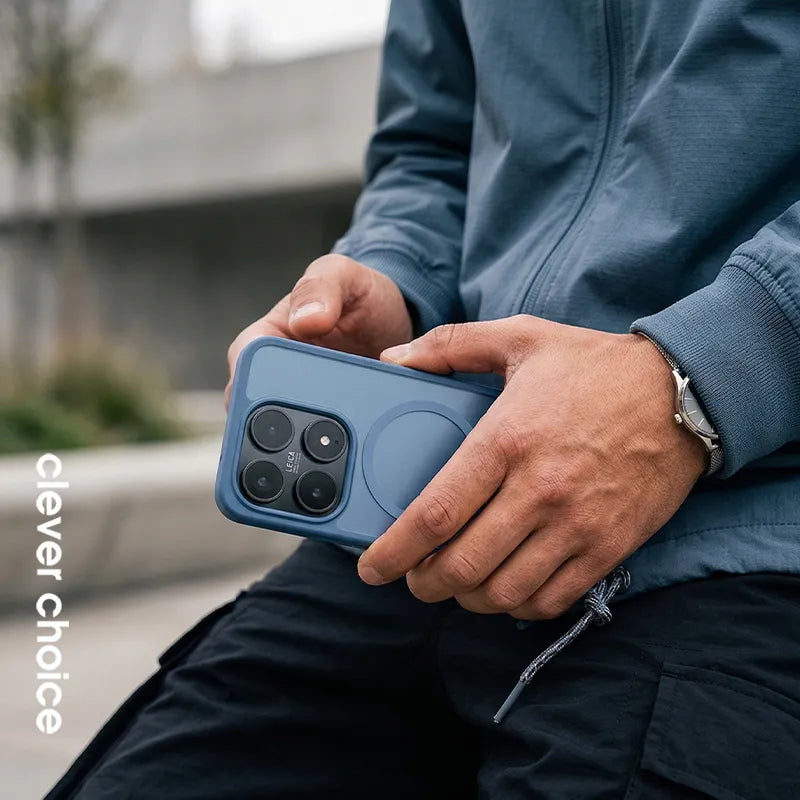 Crong Hybrid Matte Magnetic – Xiaomi 17 MagSafe dėklas (mėlynas)