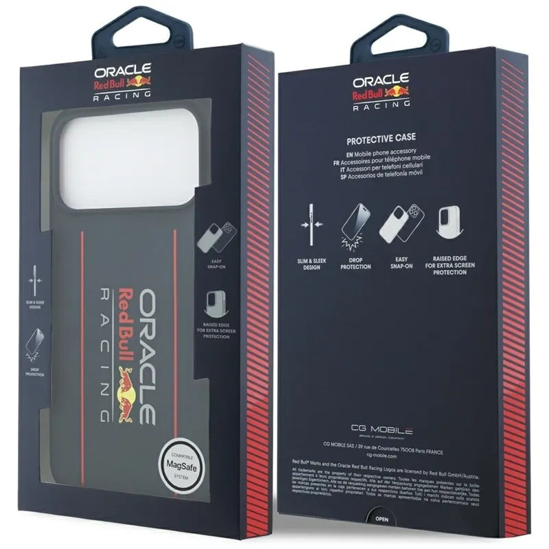 Red Bull Silicone Oversize Vertical Logo MagSafe – iPhone 17 Pro Max dėklas (tamsiai mėlynas)