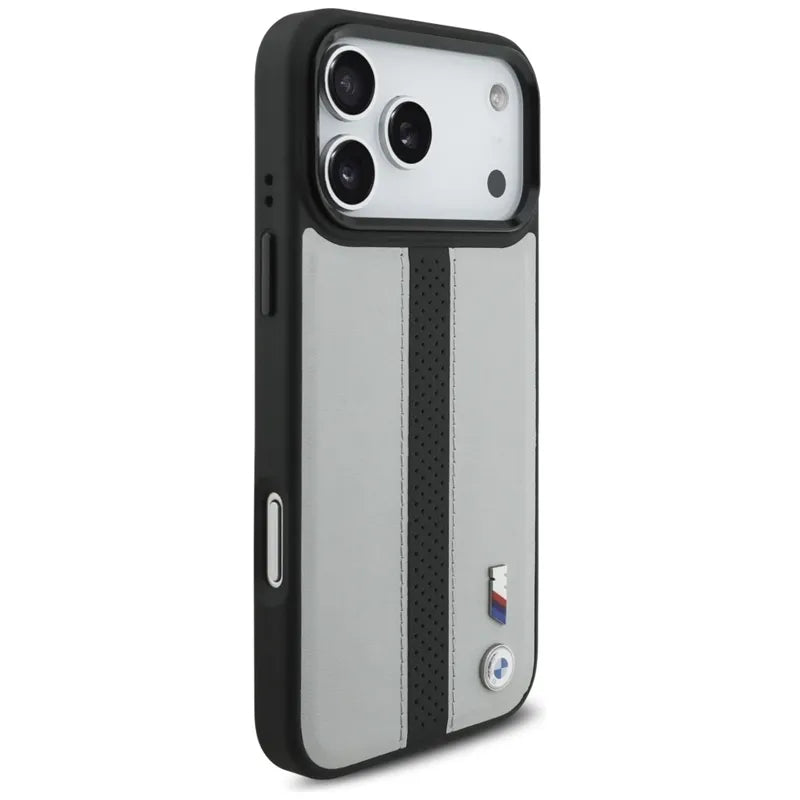 BMW M Perforated Stripe Logo MagSafe – iPhone 17 Pro Max dėklas (pilkas)