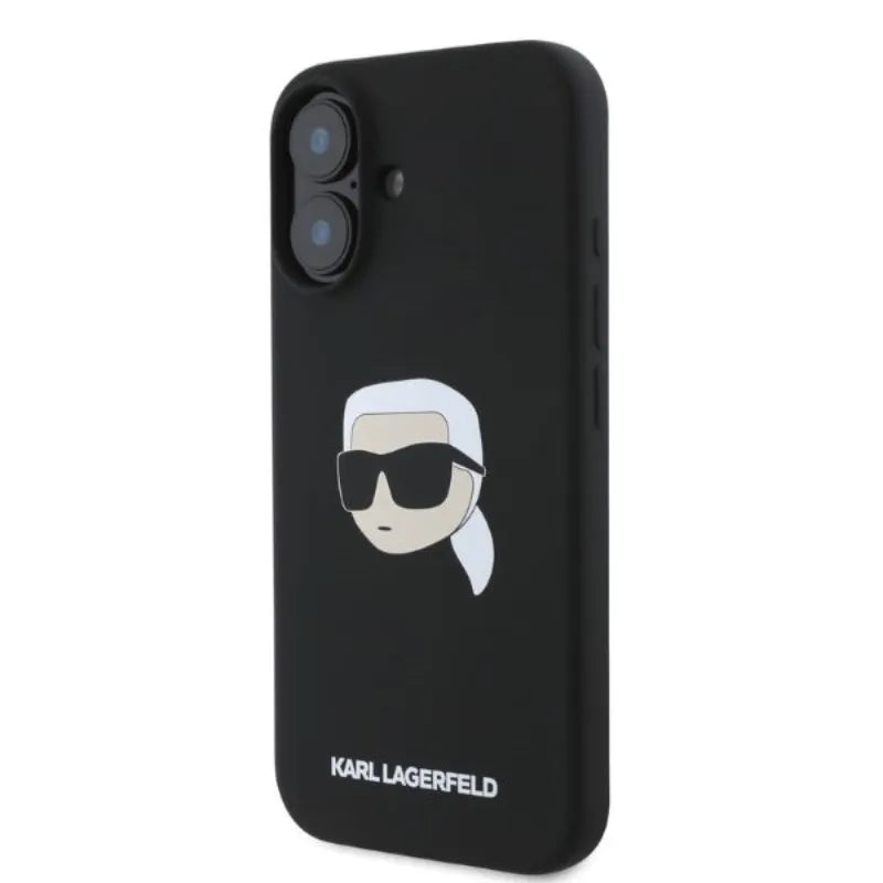 Karl Lagerfeld Silicone Karl Head Print MagSafe – dėklas iPhone 16 (juodas)