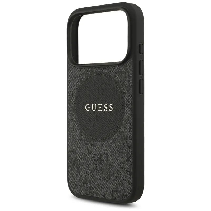 „Guess 4G Circle Classic Logo MagSafe“ – dėklas „iPhone 17 Pro“ (juodas)