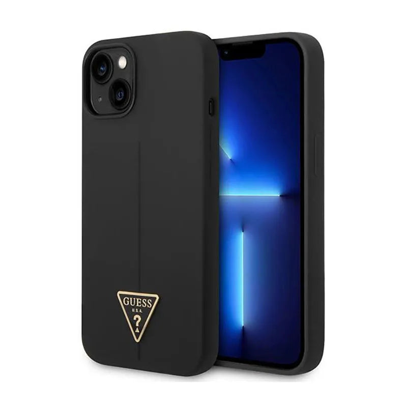 Guess Silicone Triangle Logo – dėklas iPhone 14 Plus telefonui (juodas)
