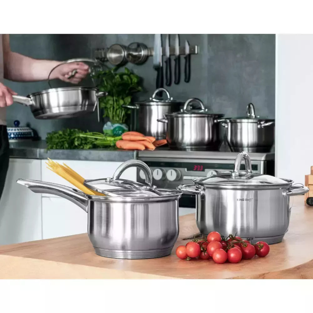 Kinghoff 12 dalių puodų ir keptuvės rinkinys, nerūdijantis plienas KH-4450