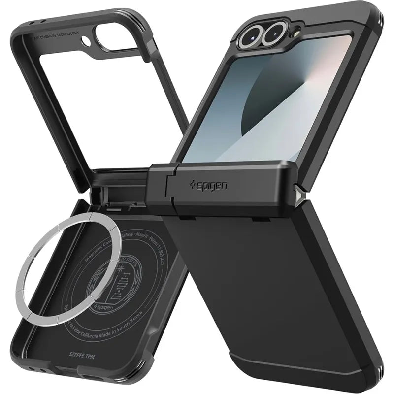 Spigen Tough Armor Pro Mag MagSafe – dėklas Samsung Galaxy Z Flip 6 / 7 FE (juodas)