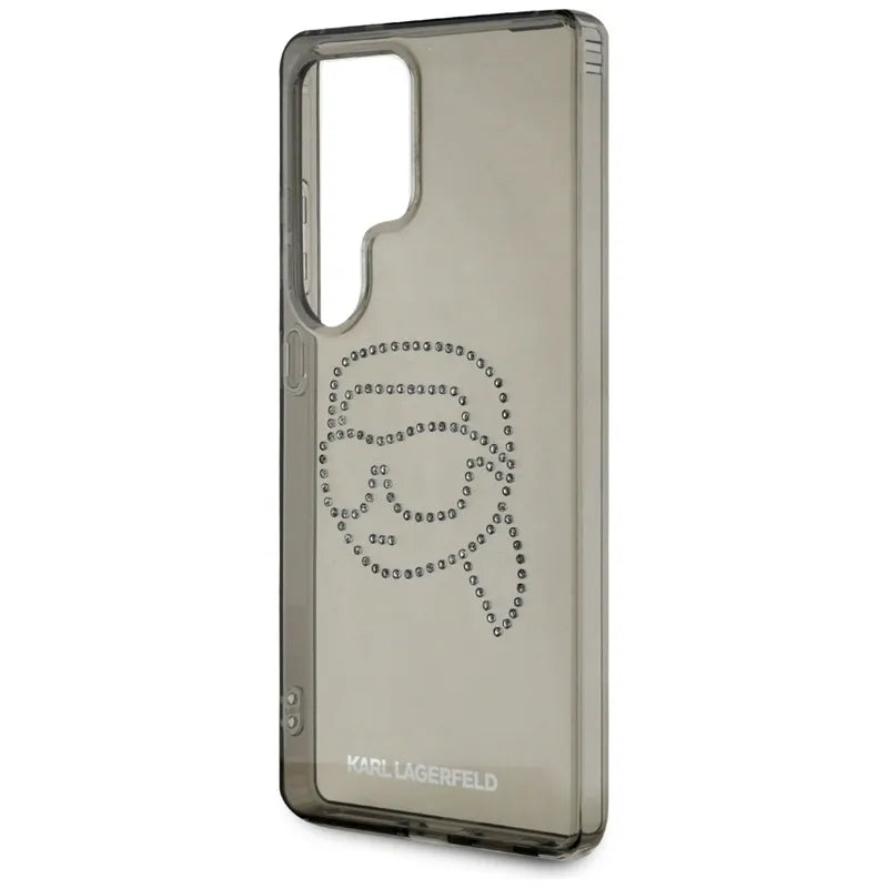 Karl Lagerfeld Rhinestones Karl Head Logo – dėklas Samsung Galaxy S25 Ultra (juodas)
