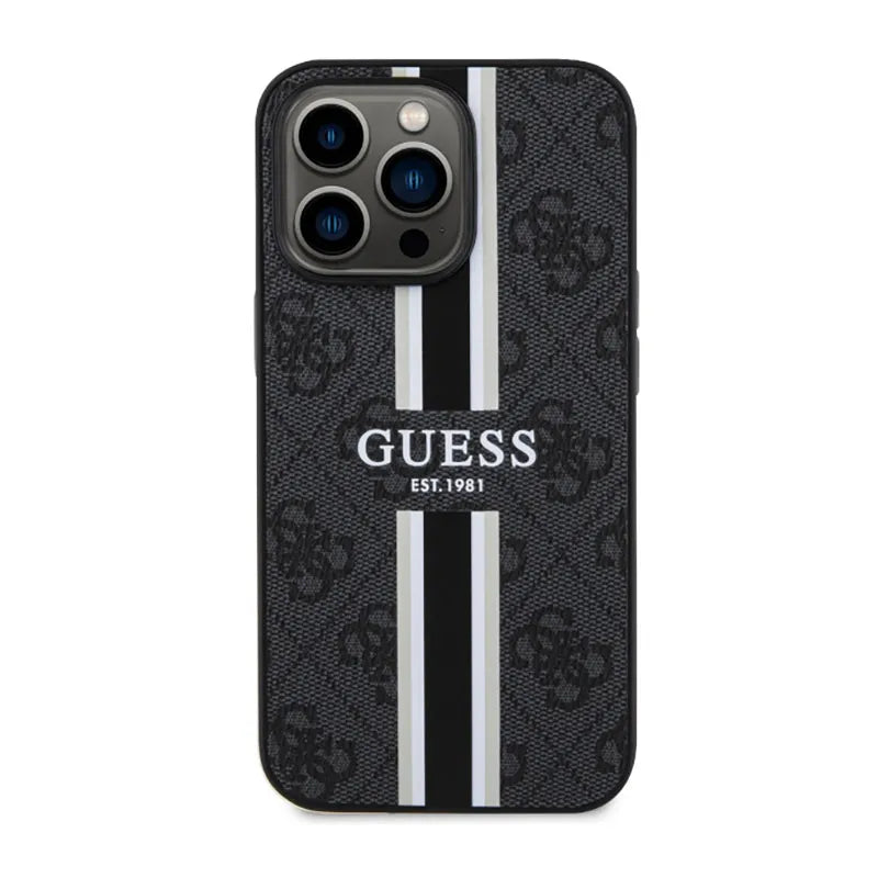 Guess 4G Printed Stripes MagSafe – Dėklas skirtas iPhone 13 Pro (juodas)