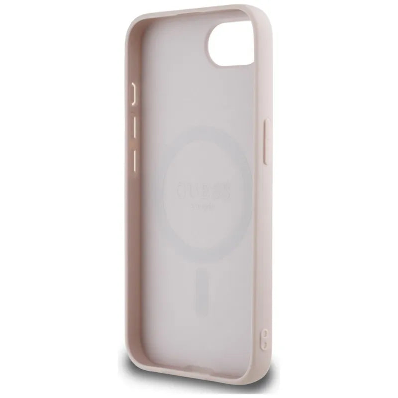 Guess 4G Circle Classic Logo MagSafe – dėklas iPhone 16e (rožinis)