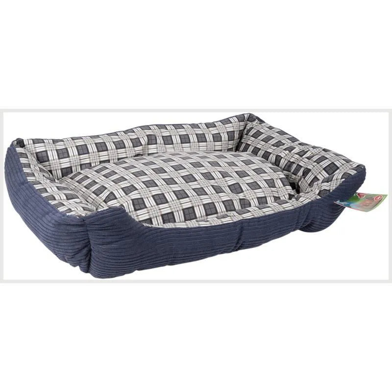 Minkšta šunų lova sofa 75 x 58 x 19 cm, L dydis (tamsiai mėlyna)