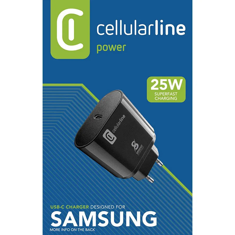 Cellularline – USB-C Super Fast 25 W įkroviklis (skirtas Samsung) (juodas)