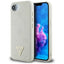 Guess Grained Hot Stamp Peony Triangle Logo MagSafe – dėklas iPhone 16e (smėlio spalvos)