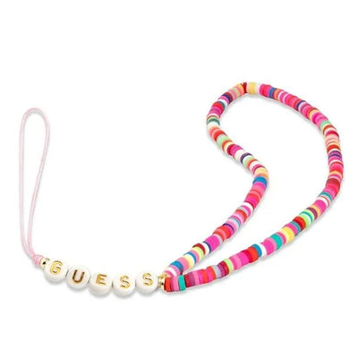 Guess telefonų dirželis Beads Heishi Multicolor Pink