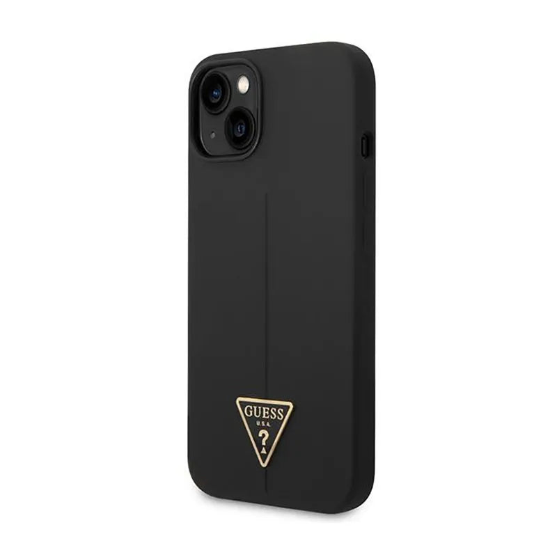 Guess Silicone Triangle Logo – dėklas iPhone 14 Plus telefonui (juodas)