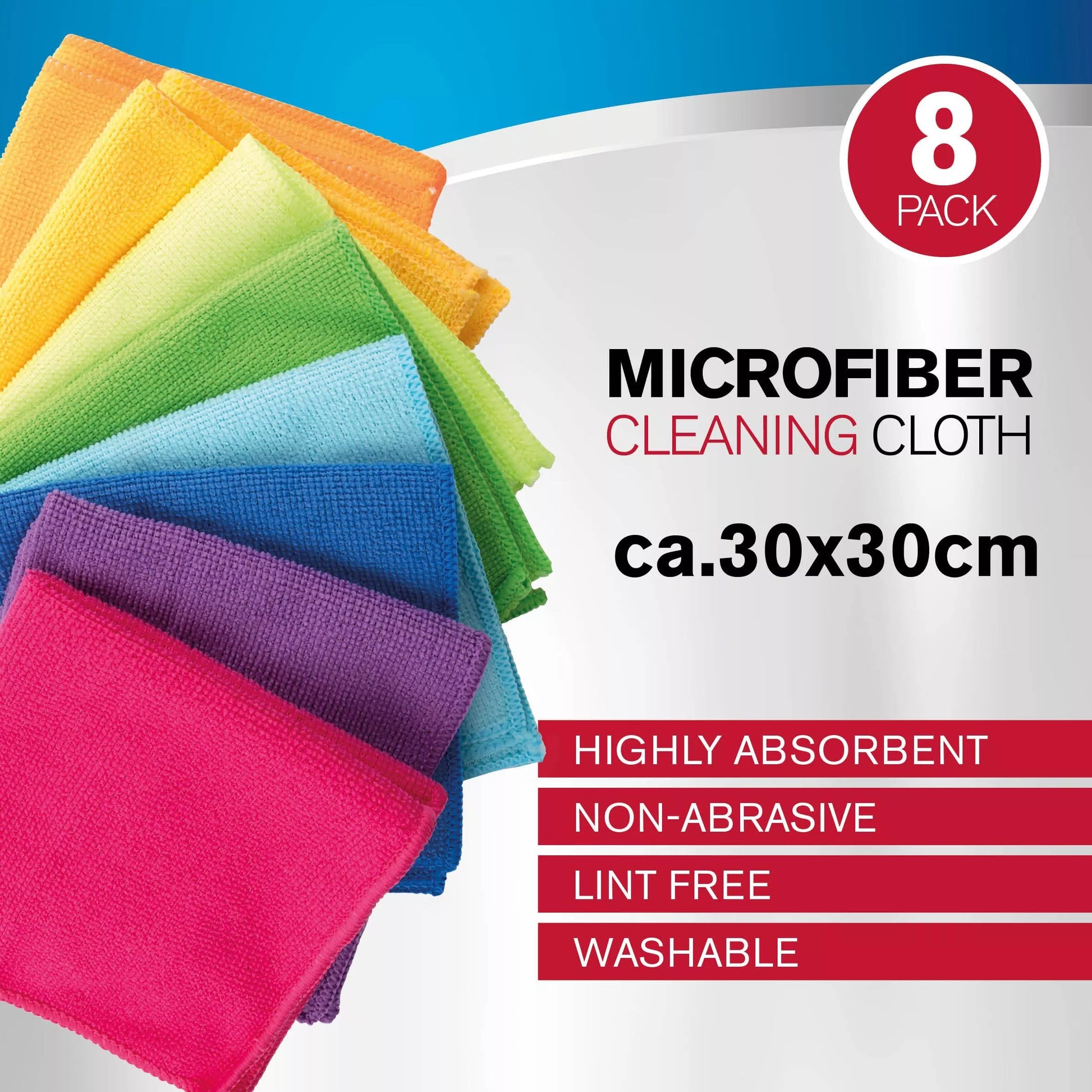 DIRT DEVIL mikropluošto šluostės, 30×30 cm, 200 g/m², 8 vnt., 871125249558