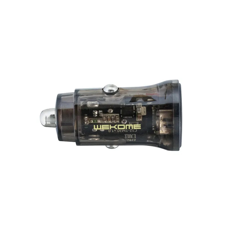 WEKOME WP-C40 Vanguard Series – automobilinis įkroviklis 2 x USB greitas įkrovimas 15W (juodas / permatomas)