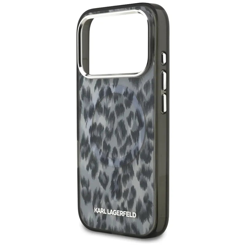 Karl Lagerfeld IML Leopard Pattern MagSafe – dėklas iPhone 17 Pro (juodas)