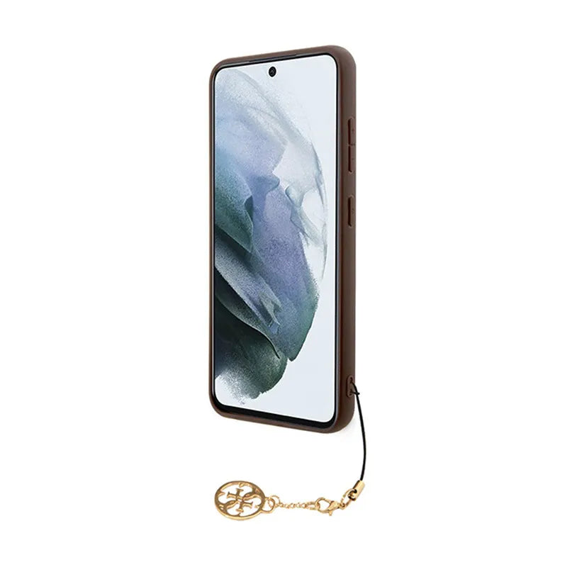 Guess 4G Charms kolekcija – dėklas Samsung Galaxy A35 5G (ruda)