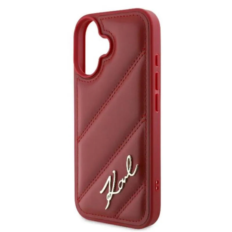 Karl Lagerfeld Quilted Signature - dėklas, skirtas iPhone 16 (raudonas)