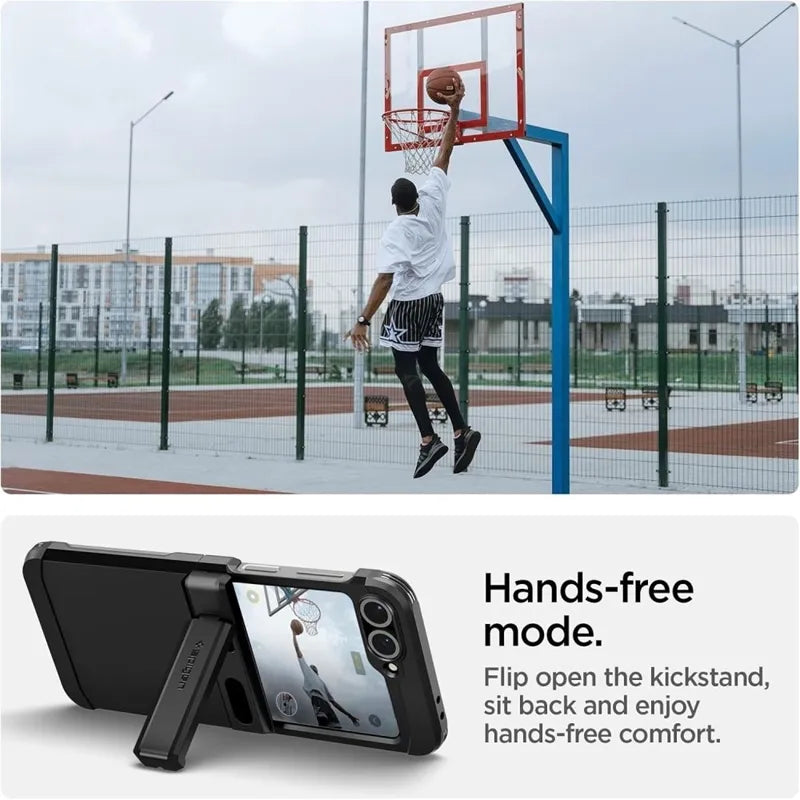 Spigen Tough Armor Pro Mag MagSafe – dėklas Samsung Galaxy Z Flip 6 / 7 FE (juodas)