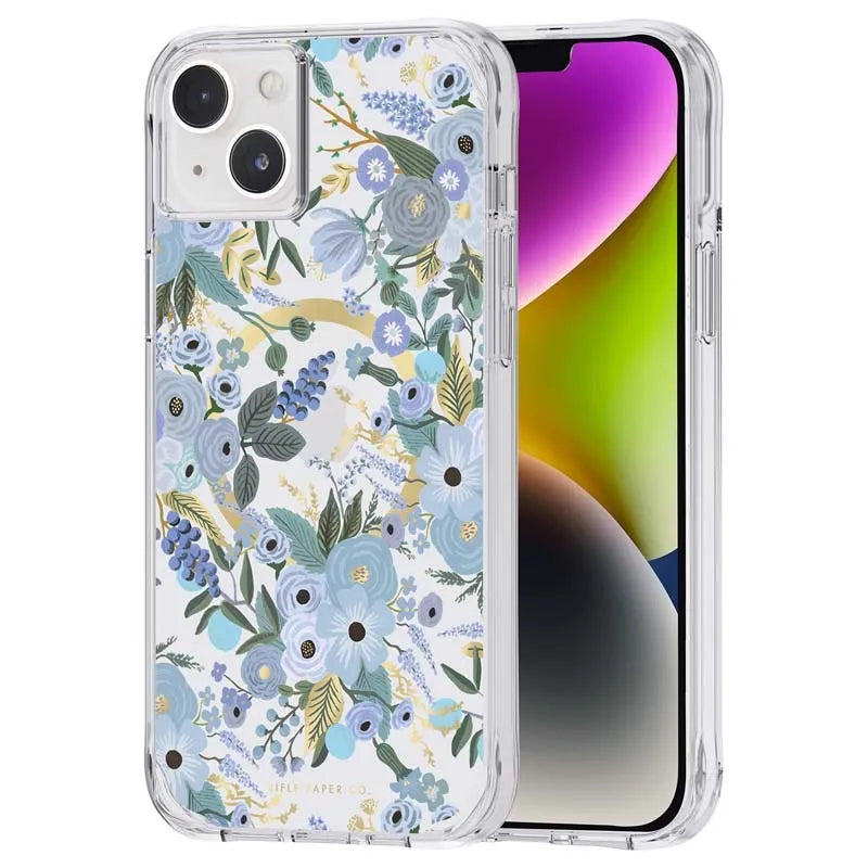 Rifle Paper Clear MagSafe - dėklas iPhone 14 Plus (Garden Party Blue)