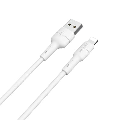 Borofone silikoninis USB į Lightning jungiamasis laidas, 1 m (baltas)