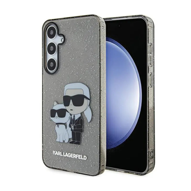 Karl Lagerfeld IML Glitter Karl & Choupette – dėklas Samsung Galaxy S24+ (juodas)