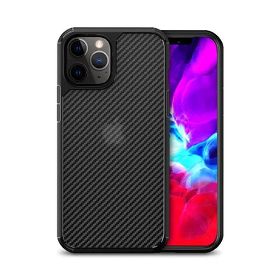 Crong Hybrid Carbon – dėklas iPhone 12 Pro Max (juodas)