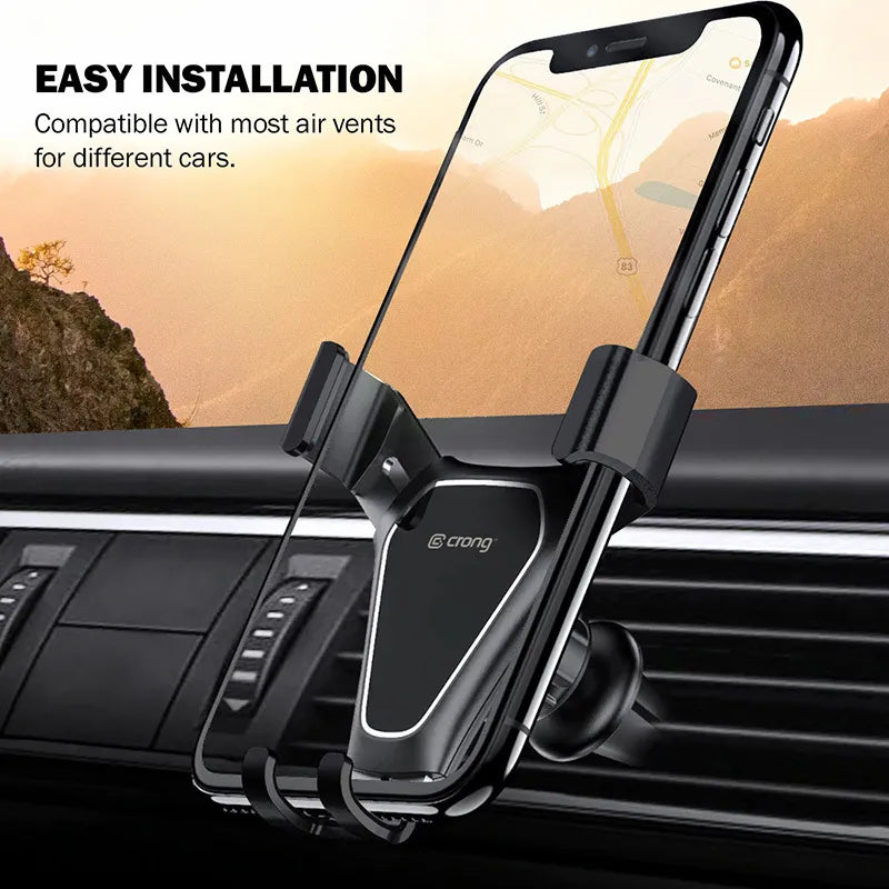 Crong Gravity Auto-Clip automobilinis laikiklis - gravitacinis telefono laikiklis 4,7"- 6,5" telefonams (juodas)