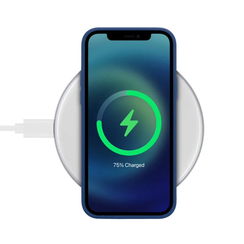 Crong PowerSpot spartusis belaidis įkroviklis – 15 W aliumininis USB-C „Qi“ belaidis įkroviklis su grūdinto stiklo danga (sidabrinė balta)
