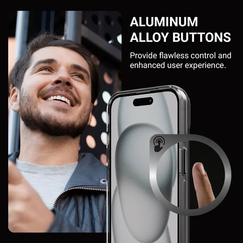 Crong Clear MAG Pro – iPhone 15 MagSafe dėklas (juodas)