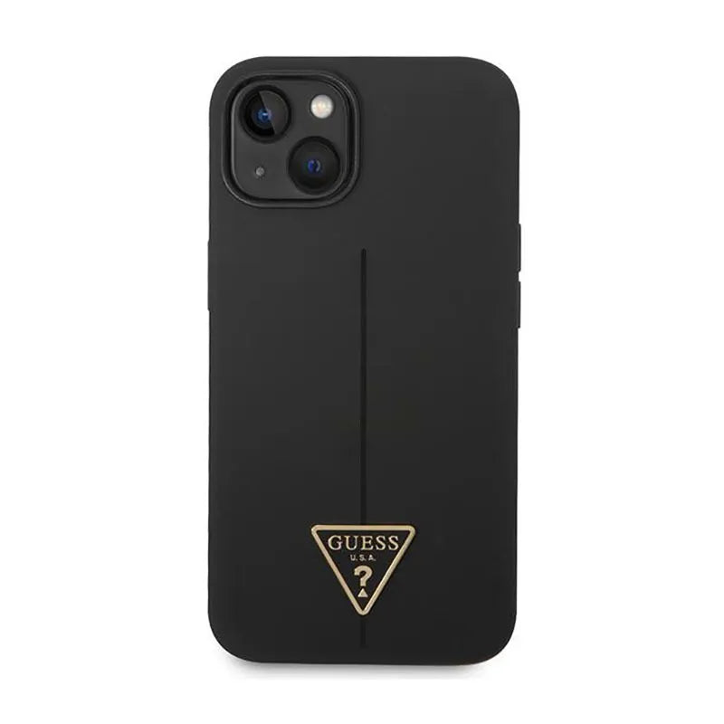 Guess Silicone Triangle Logo – dėklas iPhone 14 Plus telefonui (juodas)