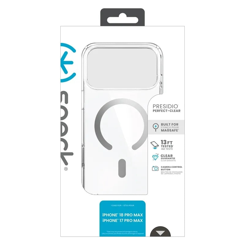 Speck Presidio Perfect Clear MagSafe – dėklas, skirtas iPhone 18 Pro Max / 17 Pro Max (skaidrus)