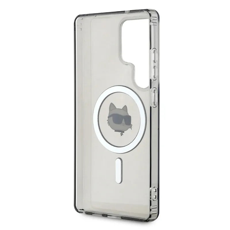 Karl Lagerfeld Button Choupette Head Printed Logo MagSafe - dėklas Samsung Galaxy S25 Ultra (juodas)