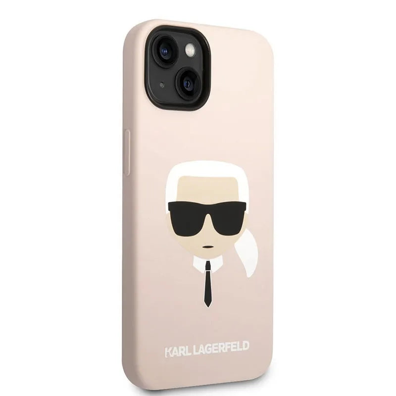 Karl Lagerfeld Silicone Ikonik Karl's Head MagSafe – dėklas iPhone 14 Plus (rožinis)