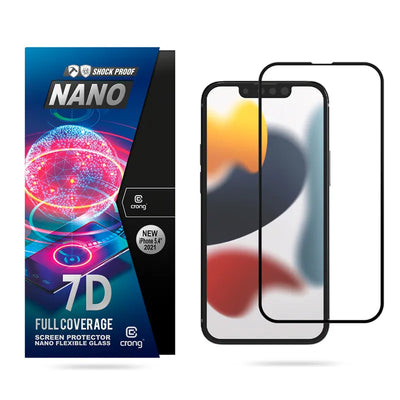 Crong 7D Nano Flexible Glass – nedūžtantis 9H hibridinis stiklas visam iPhone 13 mini ekranui
