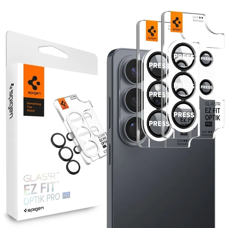 Spigen Optik Pro HD GLAS.tR EZ Fit kameros apsauga 2 vnt. pakuotė - kameros lęšių apsauga Samsung Galaxy S26 Ultra (juoda)
