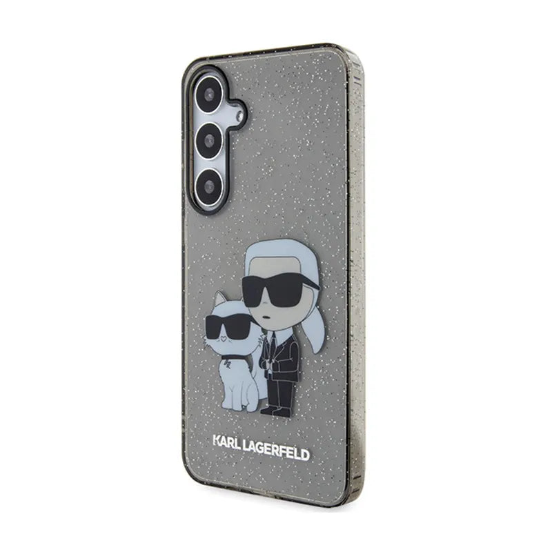Karl Lagerfeld IML Glitter Karl & Choupette – dėklas Samsung Galaxy S24+ (juodas)