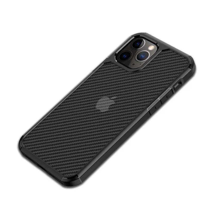 Crong Hybrid Carbon – dėklas iPhone 12 Pro Max (juodas)
