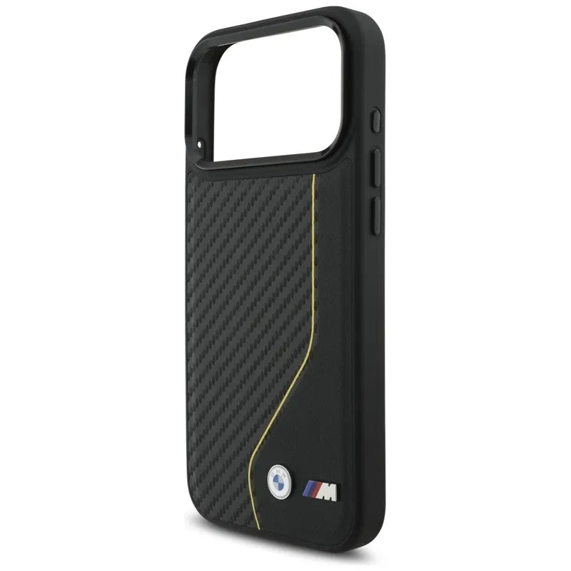 BMW M Carbon Line & Logo MagSafe – dėklas iPhone 17 Pro Max (geltonas)