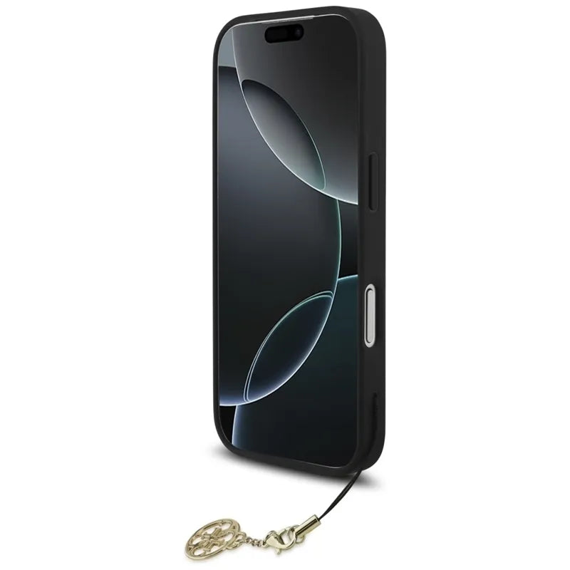 Guess 4G Charms Collection MagSafe – dėklas iPhone 17 Pro (juodas)