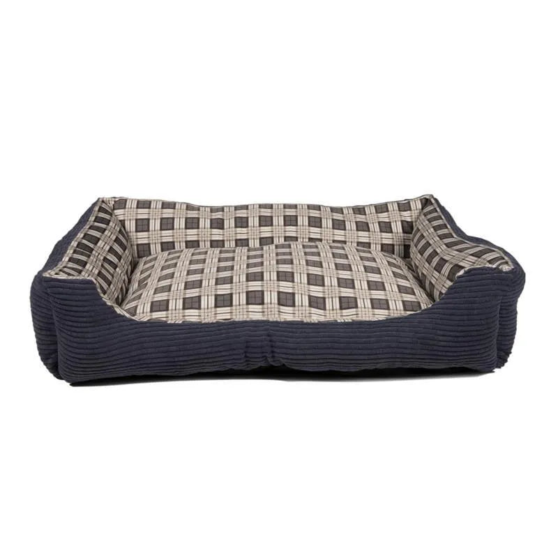 Minkšta šunų lova sofa 75 x 58 x 19 cm, L dydis (tamsiai mėlyna)