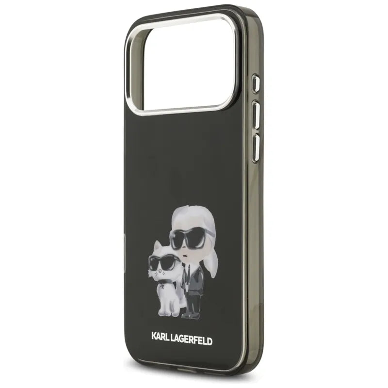 Karl Lagerfeld IML Aquarelle Karl & Choupette & Logo MagSafe – dėklas iPhone 17 Pro (juodas)