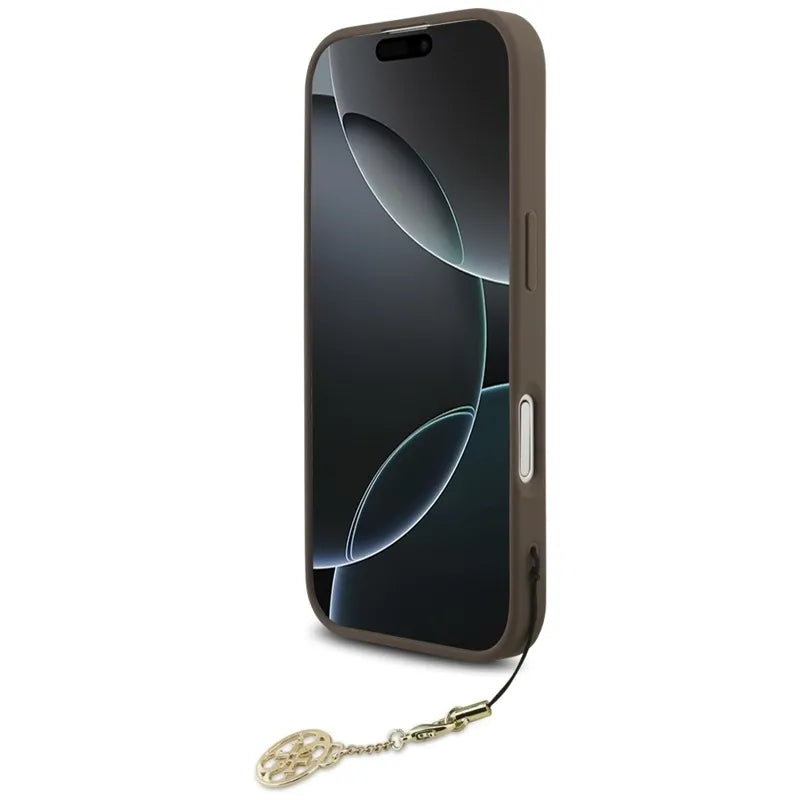 Guess 4G Charms Collection MagSafe – dėklas iPhone 17 (rudos spalvos)