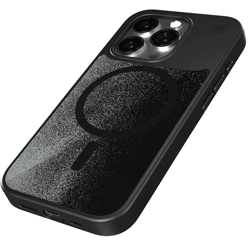 STM Relax Sand MagSafe – Dėklas iPhone 15 Pro (Juodas / Pilkas)
