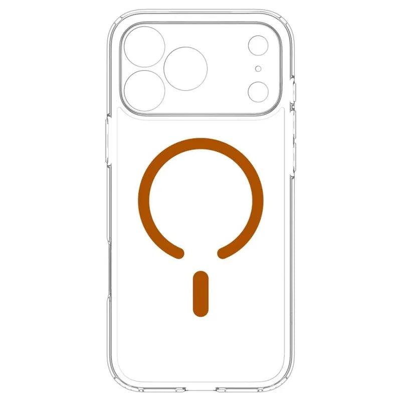Spigen Ultra Hybrid Mag MagSafe – dėklas, skirtas iPhone 18 Pro / 17 Pro (skaidrus / oranžinis)