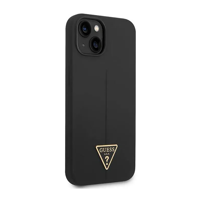 Guess Silicone Triangle Logo – dėklas iPhone 14 Plus telefonui (juodas)