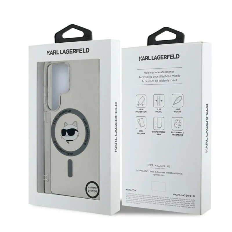 Karl Lagerfeld Button Choupette Head Printed Logo MagSafe - dėklas Samsung Galaxy S25 Ultra (juodas)